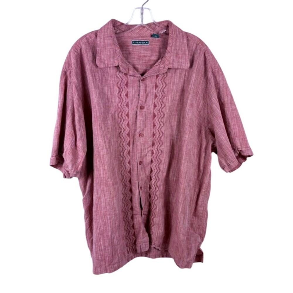 CUBAVERA  2XL XXL Short Sleeve Button Up Linen Blend